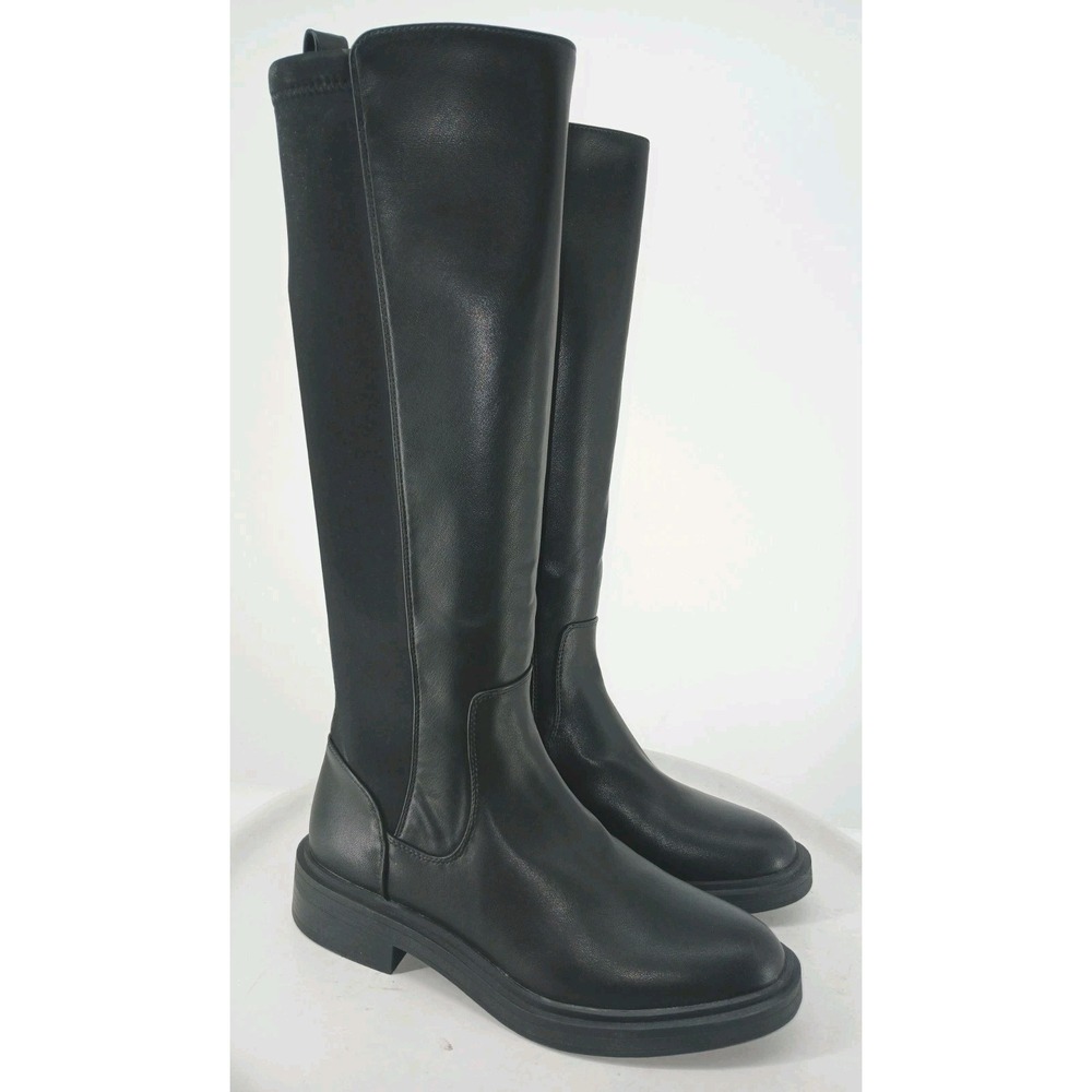 REACTION KENNETH COLE ANABELLE TALL BOOT FAUX LEATHER BLACK SIZE 10 NEW C116